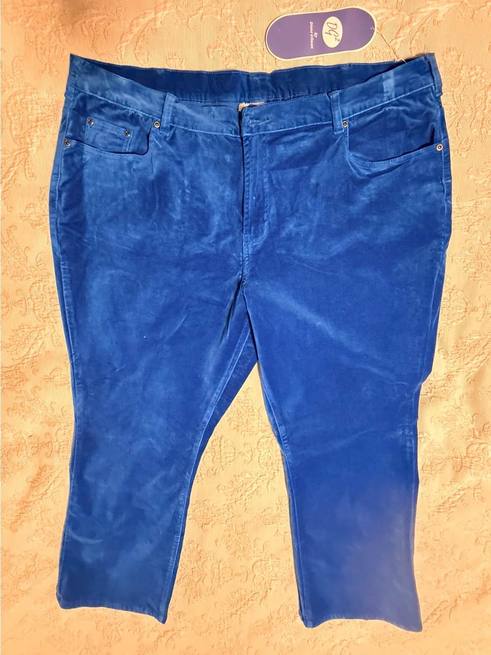 Relaxed Velvet-Feel Women's Pants in Bright Blue